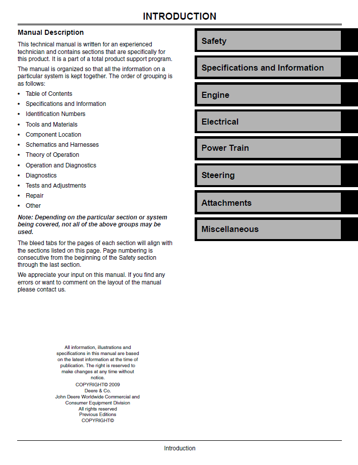 John Deere X130R Select Series Repair & Service Manual TM109219