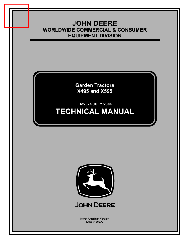 John Deere X495 & X595 Garden Tractor Technical Manual TM2024
