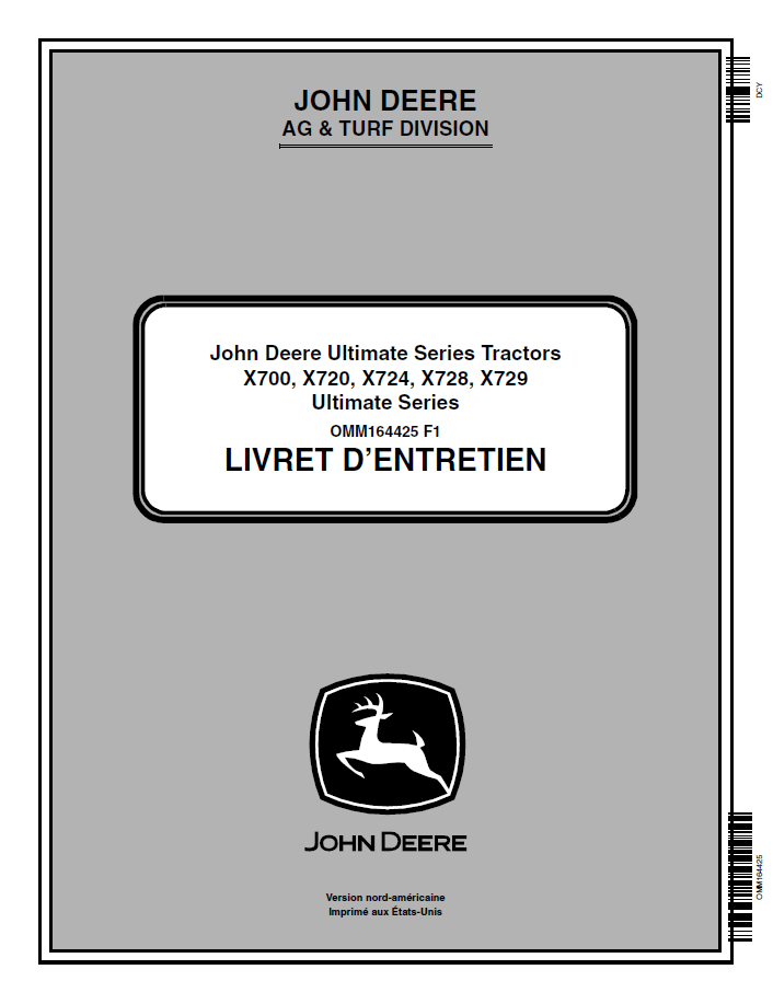 John Deere X700 X720 X724 X728 X729 Operator Manual OMM164425 PDF