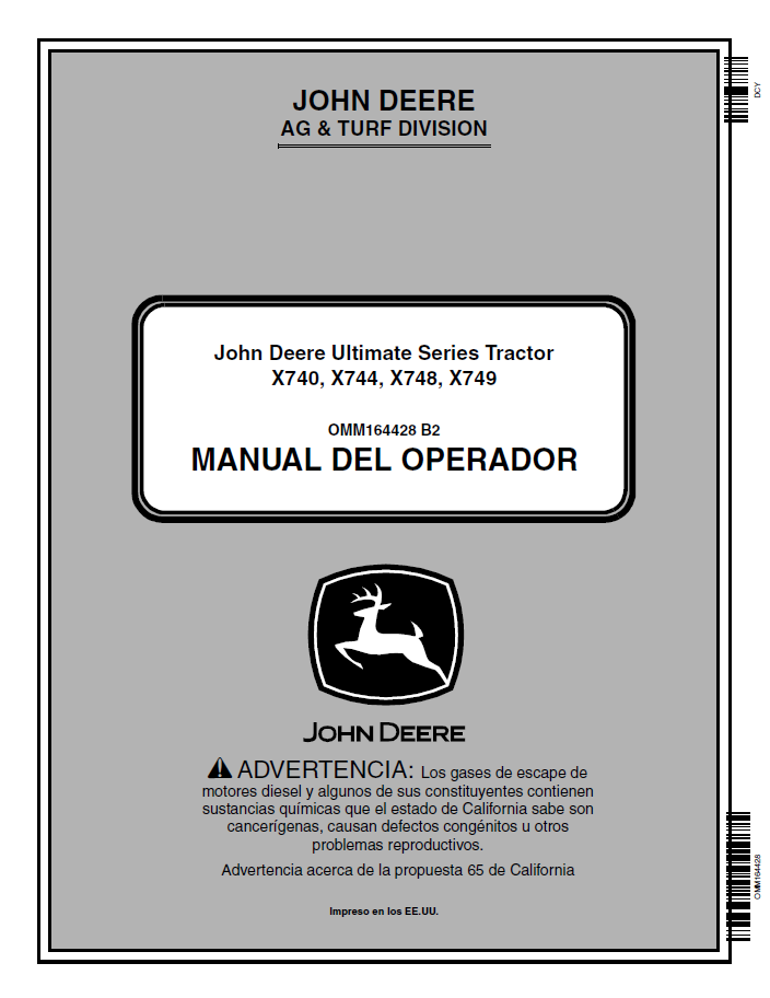 John Deere X740 X744 X748 X749 Ultimate Series Manual OMM164428 PDF