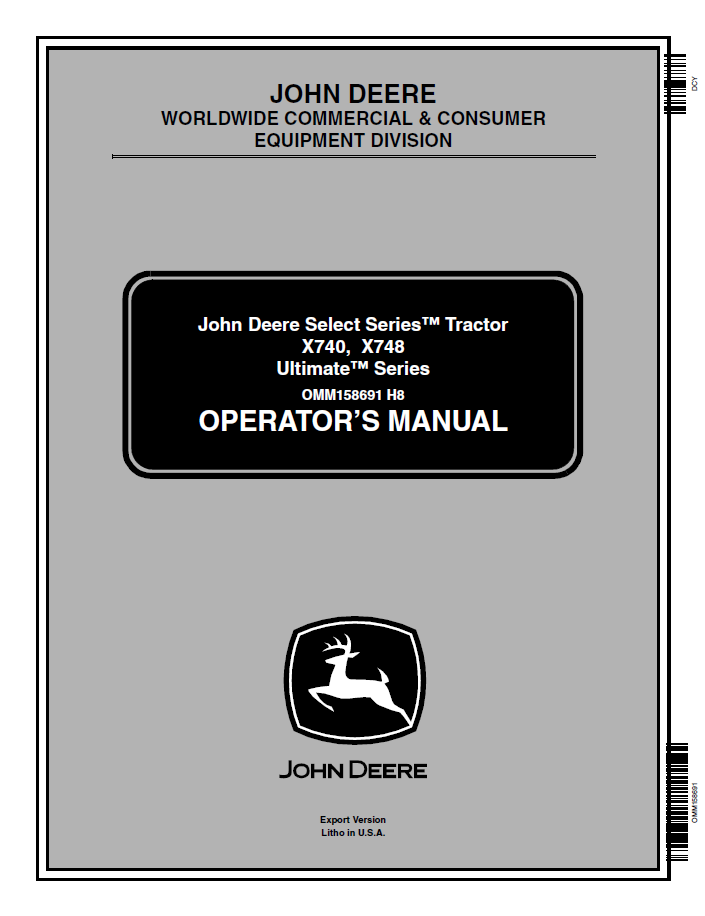John Deere X740 X748 Ultimate Series Tractor Manual OMM158691 PDF