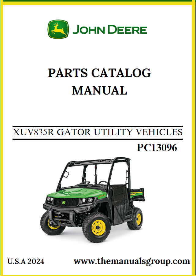 John Deere XUV835R Gator Utility Vehicle Parts Catalogue Manual PC13096
