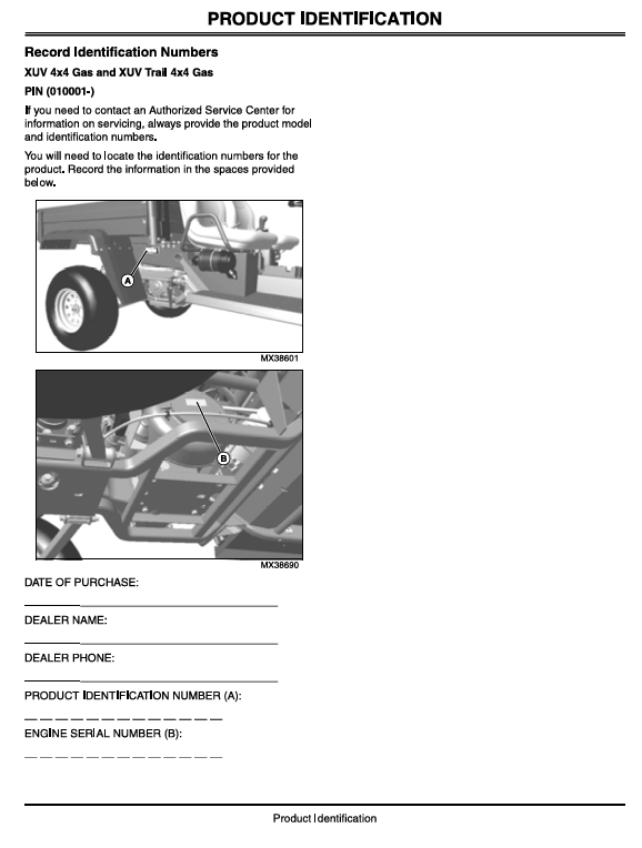 John Deere XUV 4x4 Trail Gas Utility Vehicle Owner’s Manual OMM155882