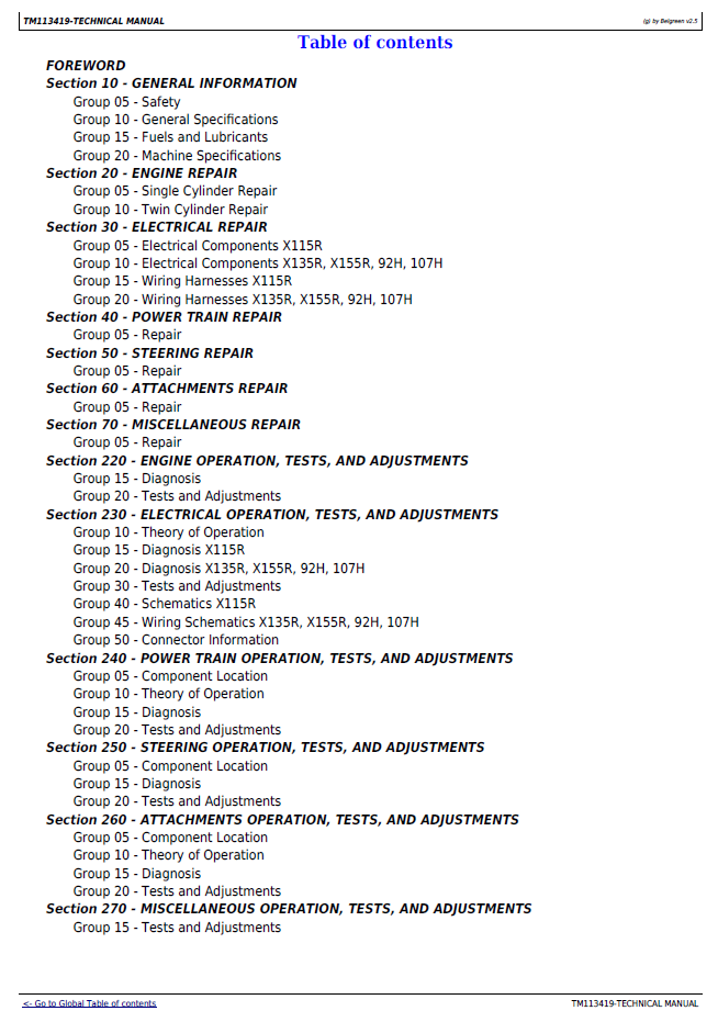 John Deere X Series Lawn Tractor Diagnostic Service Manual TM113419