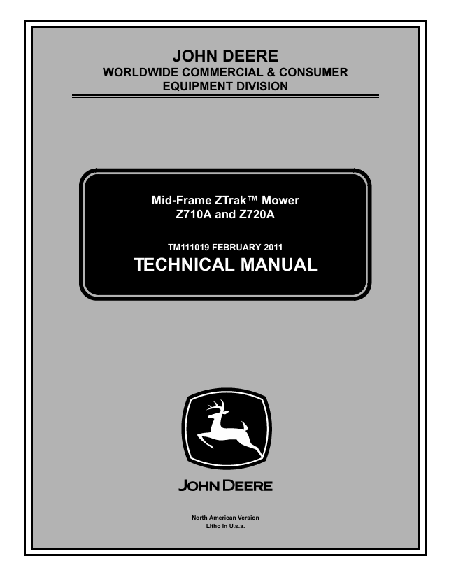 John Deere Z710A & Z720A Mid-Frame ZTrak Mower Technical Manual TM111019