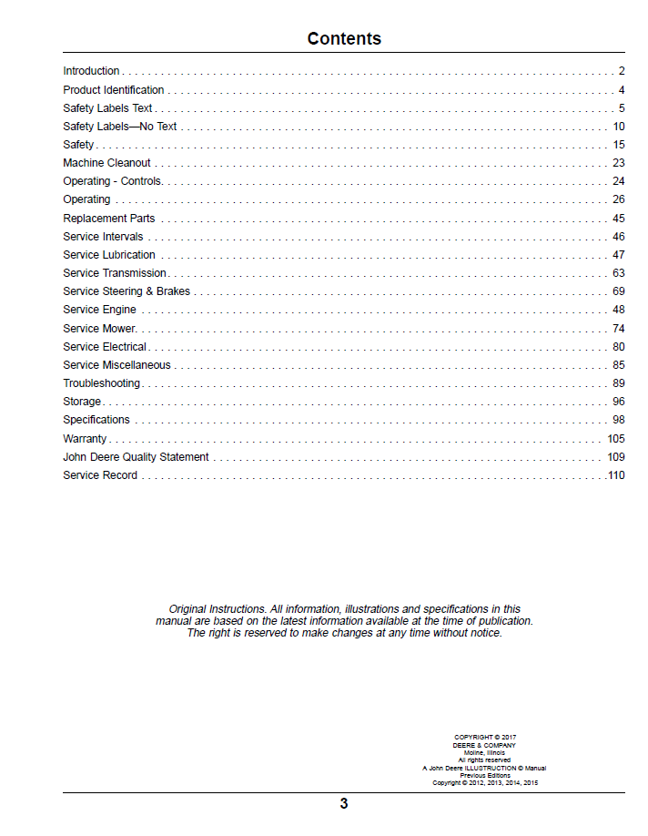 John Deere Z900B/M/R ZTrak Operator Manual Download | OMUC15068