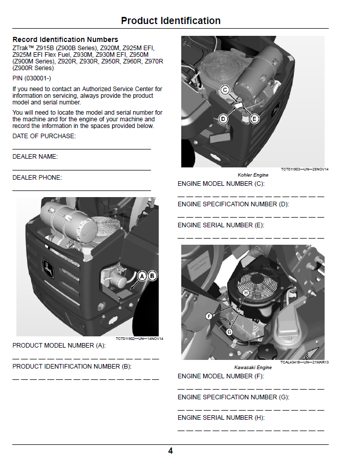 John Deere Z900B, Z900M, and Z900R ZTrak Manual (OMUC15069)