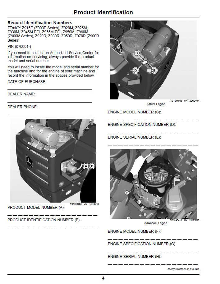 John Deere Z900E Z900M Z900R Zero Turn ZTrak Pro Operator Manual OMUC18427