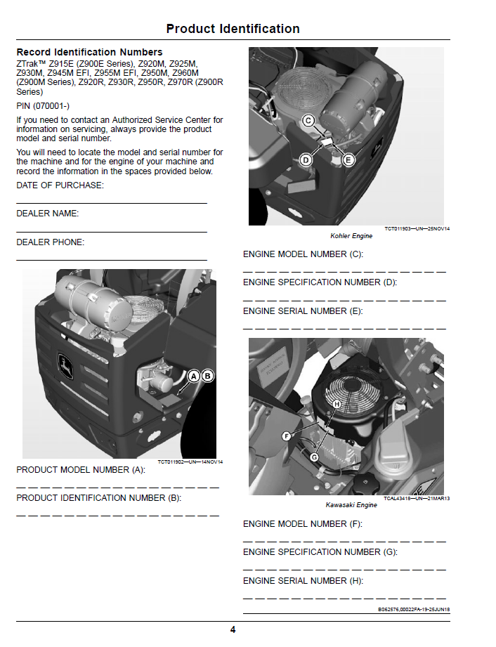 John Deere Z900E Z900M Z900R ZTrak Pro Operator Manual OMUC18427