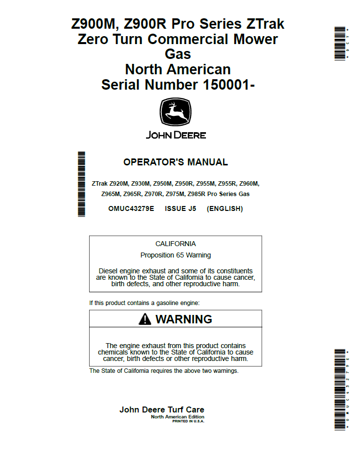 John Deere Z900M & Z900R Pro Series ZTrak Manual
