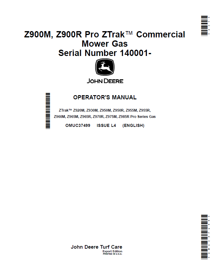 John Deere Z900M & Z900R Pro ZTrak Gas Mower