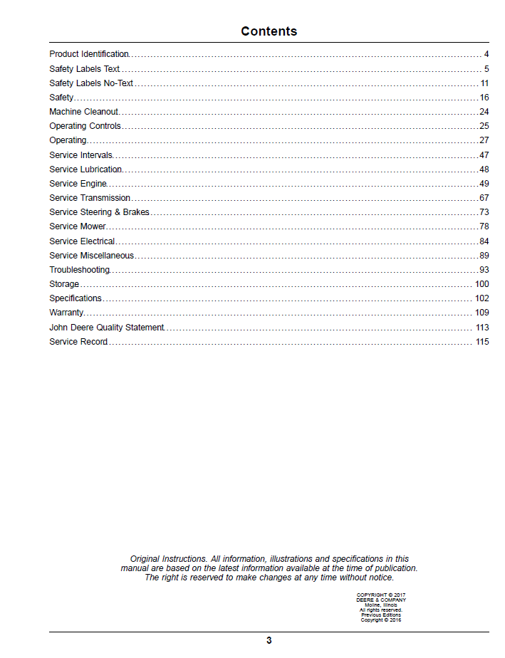 John Deere Z900 Series ZTrak Gas Mower Operator’s Manual Download