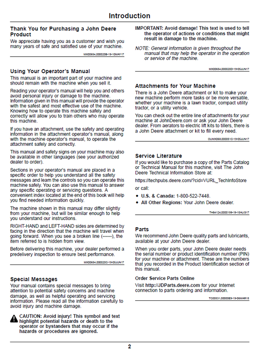 John Deere Z900 Series ZTrak Pro Gas Operator Manual OMUC18427