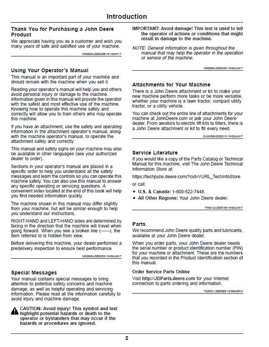John Deere Z900 Series ZTrak Pro Gas Operator Manual OMUC10539 Download Guide