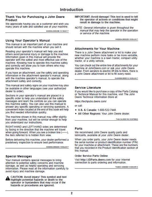 John Deere Z900 Series ZTrak Pro Gas Operator Manual OMUC22307