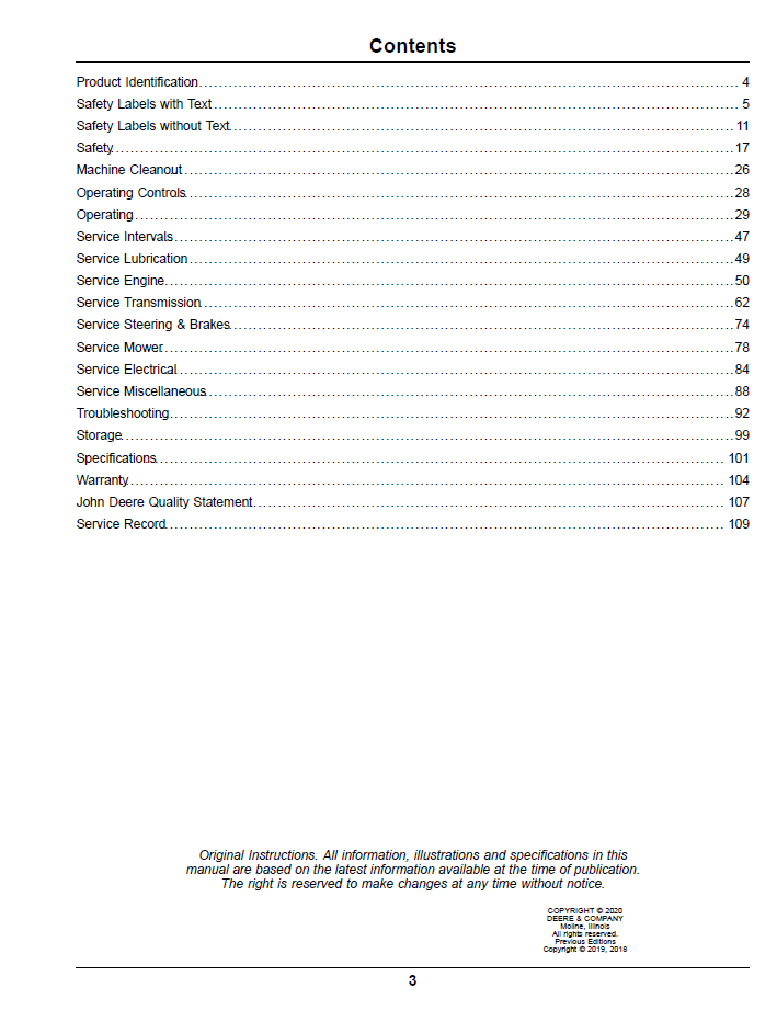 John Deere Z994R ZTrak Pro Series Operator Manual OMUC28937 Download