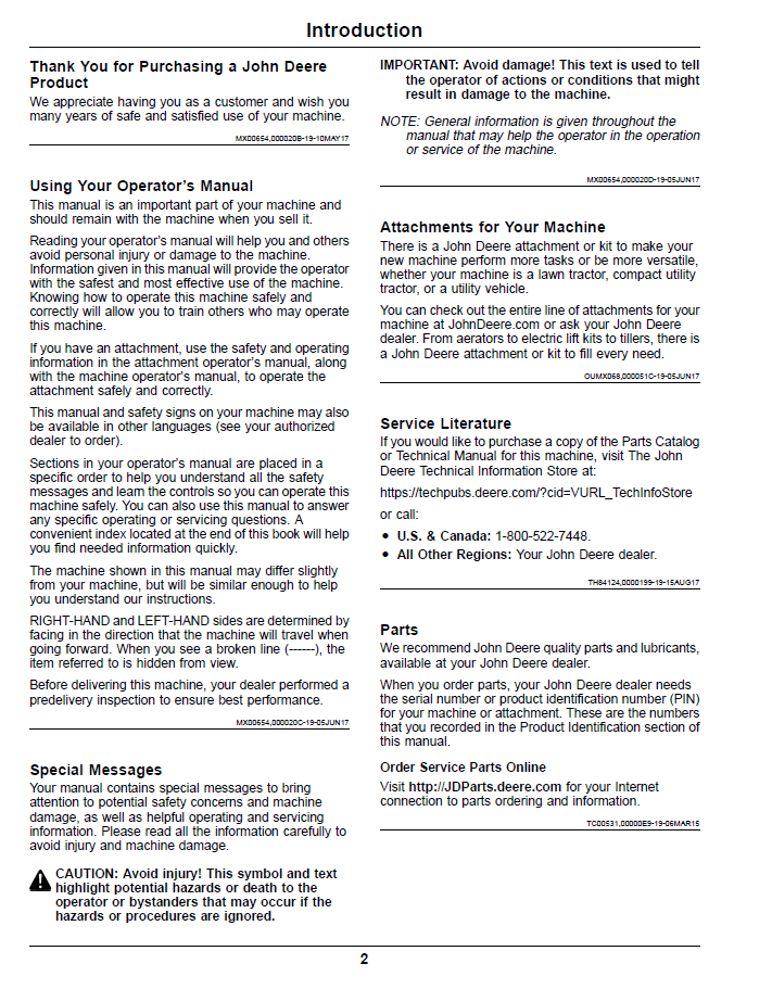 John Deere Z997R Diesel ZTrak™ OMUC16696E Operator Manual Guide
