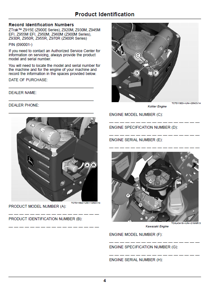 John Deere ZTrak Pro Series Gas Manual Z900E Z900M Z900R (OMUC22307E)