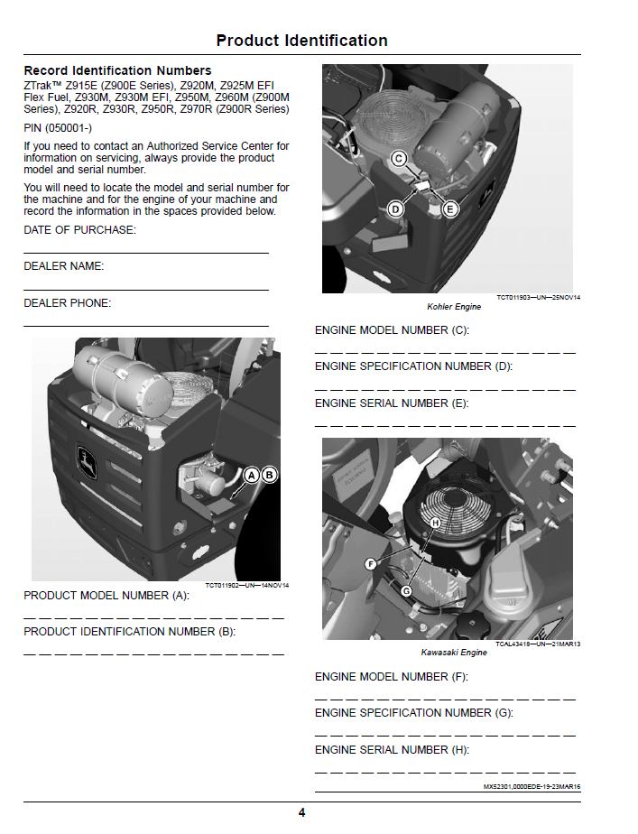John Deere ZTrak Pro Series Gas Mower Manual OMUC15151 Z900 Models