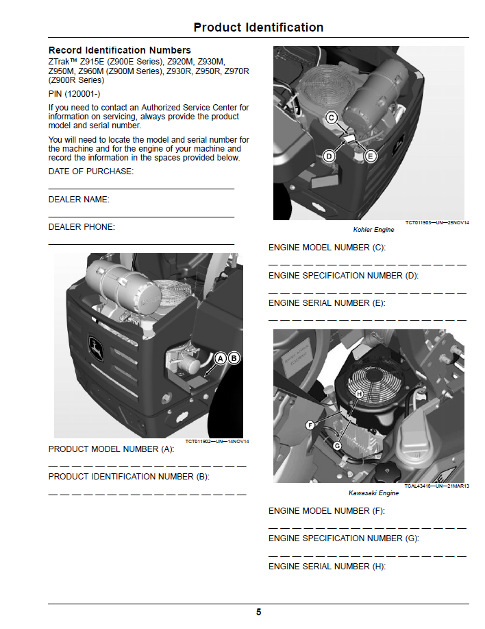 John Deere ZTrak Pro Z900 Series Gas Operator Manual (OMUC32807) PDF