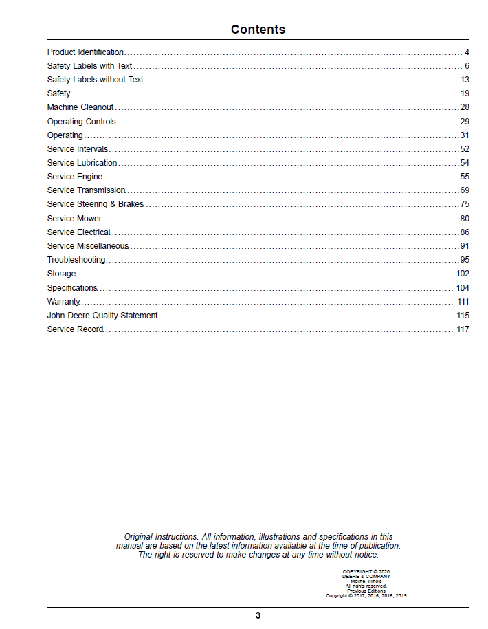 John Deere ZTrak Z900 Series Pro Gas Operator Manual OMUC22307E