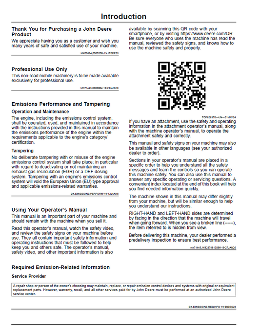 John Deere ZTrak Z920M–Z985R Operator Manual Download (OMUC46549)