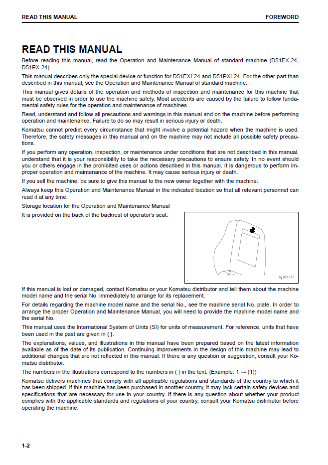 KEAM077500: Komatsu D51EXi-24 and D51PXi-24 Dozer Service Manual