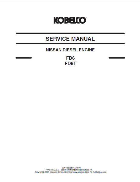KOBELCO FD6 FD6T Diesel Engine Repair & Service Manual PDF
