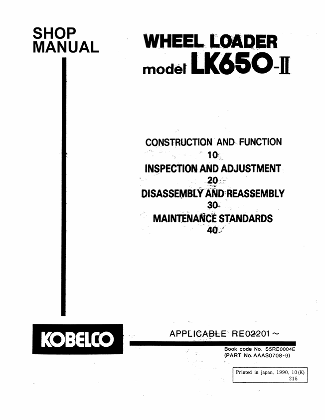KOBELCO LK650-II Service & Repair Manual PDF