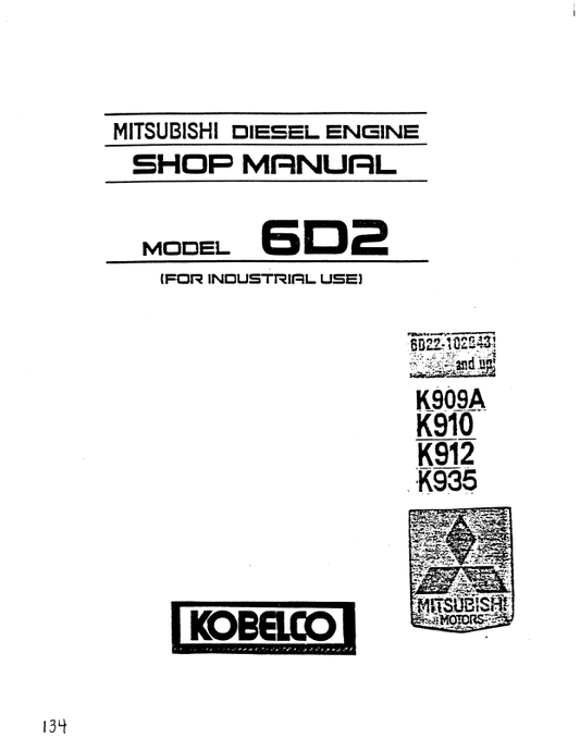 KOBELCO MITSUBISHI 6D2 Diesel Engine Service Manual PDF Download