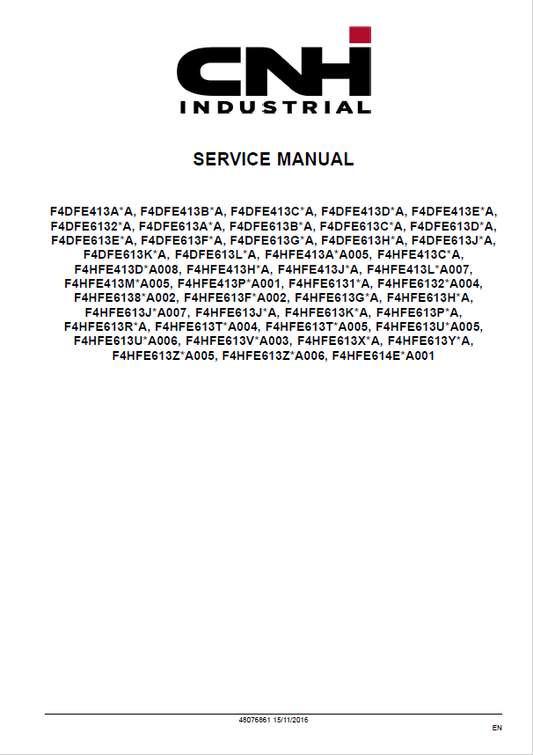 KOBELCO NEF Tier 4A and Stage IIIB Engine Repair Service Manual