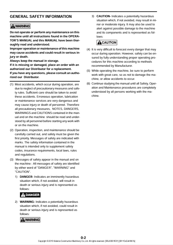 KOBELCO SK130HDL-8B Excavator Service & Repair Manual PDF