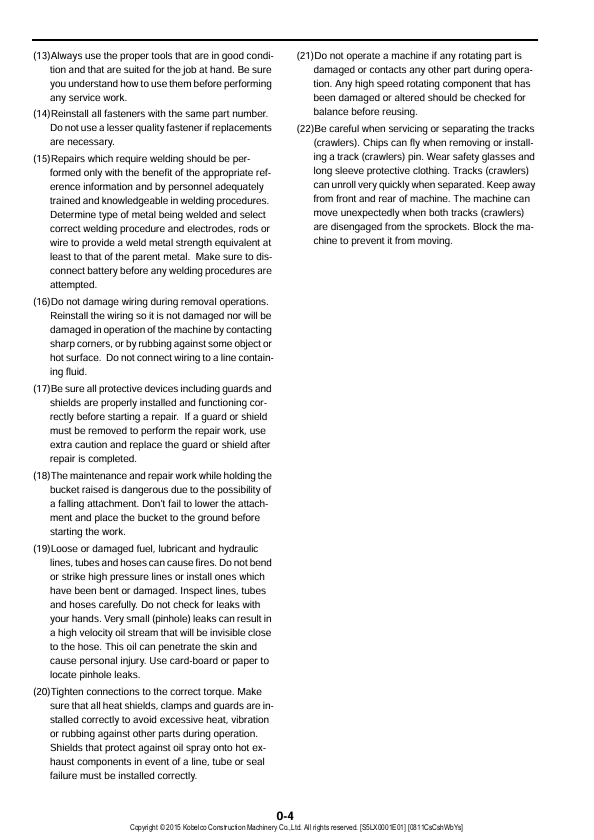 KOBELCO SK130HDL-8B Shop Manual – Service & Repair PDF