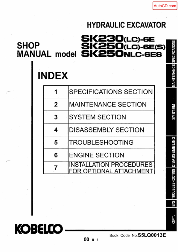 KOBELCO SK230LC-6E SK250LC-6ES SK250NLC-6ES Shop Manual PDF
