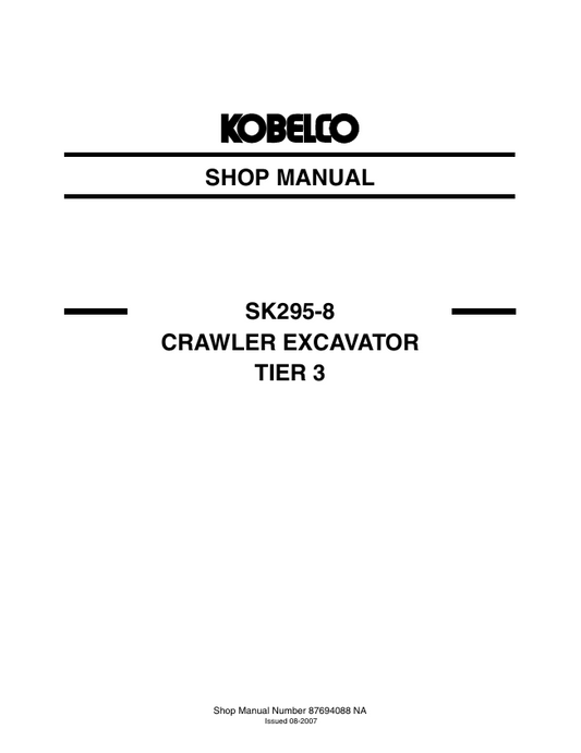 KOBELCO SK295-8 T3 Excavator Service & Repair Manual PDF