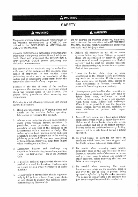 KOBELCO SK450-6 Excavator Service & Repair Manual PDF