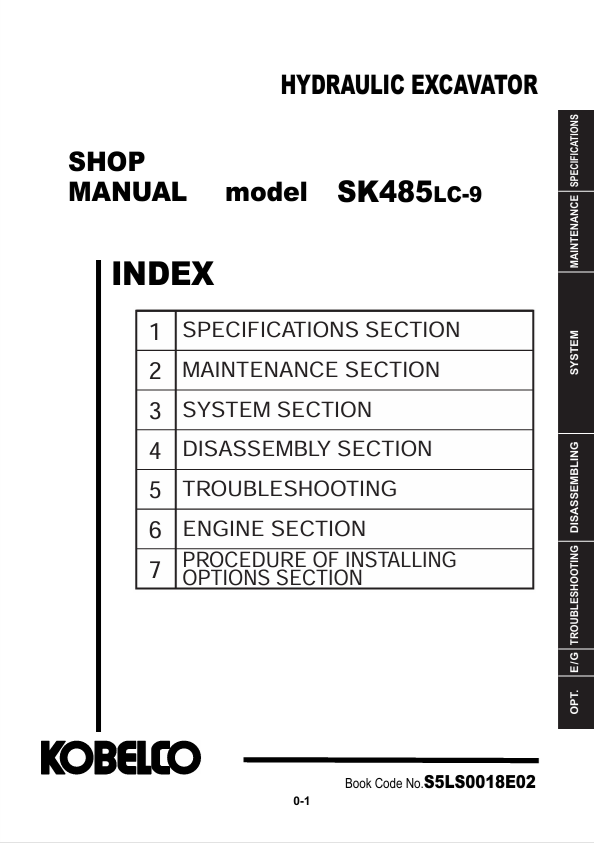 KOBELCO SK485-9 Tier 4 Excavator Repair & Service Manual PDF