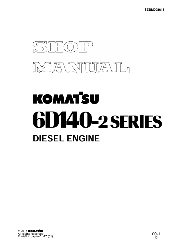KOMATSU 6D140-2 Series Diesel Engine Shop