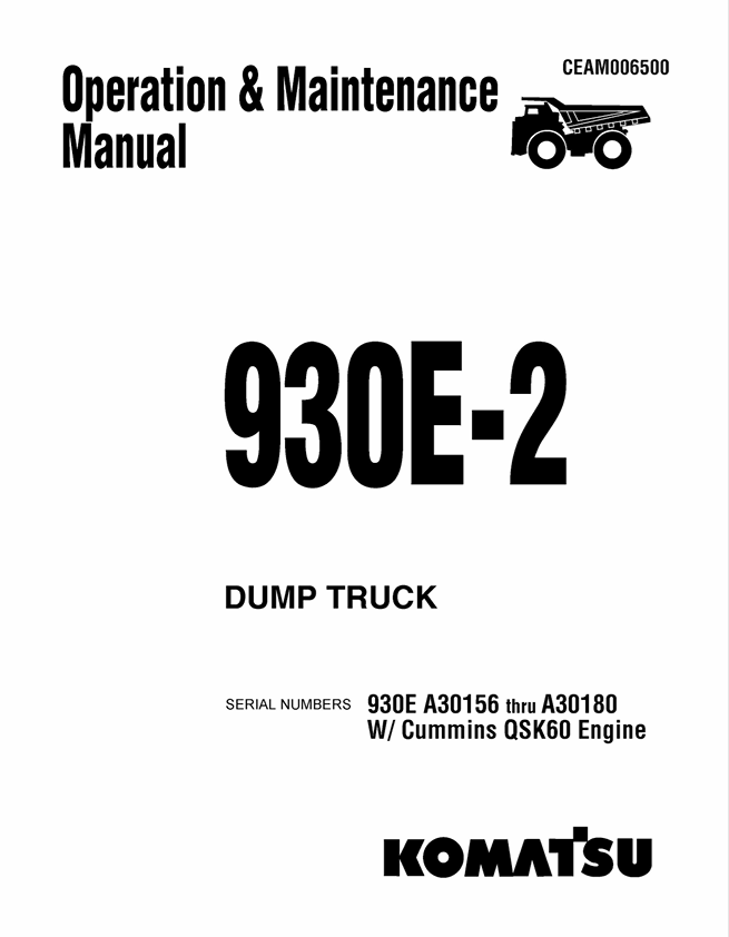 KOMATSU 930E-2 Dump Truck Operation & Maintenance Manual 