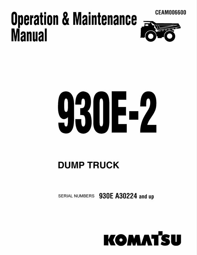 KOMATSU 930E-2 Dump Truck Operation and Maintenance Manual PDF