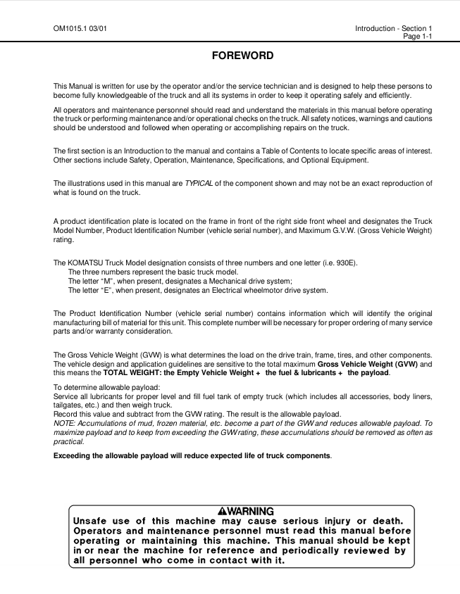 KOMATSU 930E-2 Dump Truck Service & Maintenance Manual 