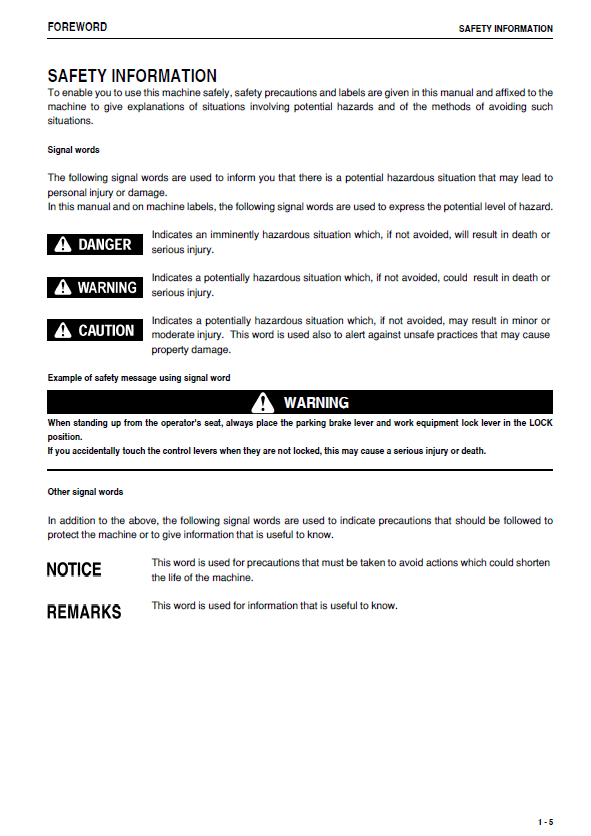 KOMATSU D275AX-5E0 Bulldozer Operating & Maintenance Guide