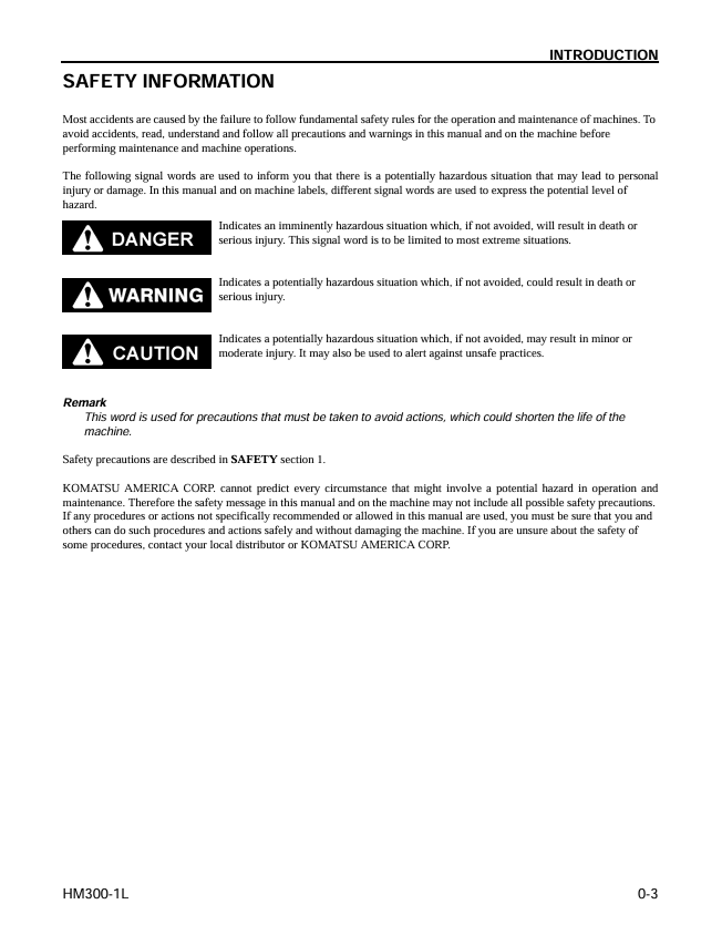 KOMATSU HM300-1L Articulated Dump Truck Manual – O&M PDF