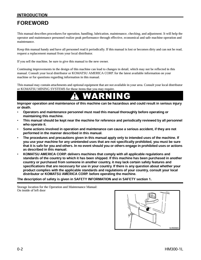 KOMATSU HM300-1L Operation and Maintenance Manual PDF Download
