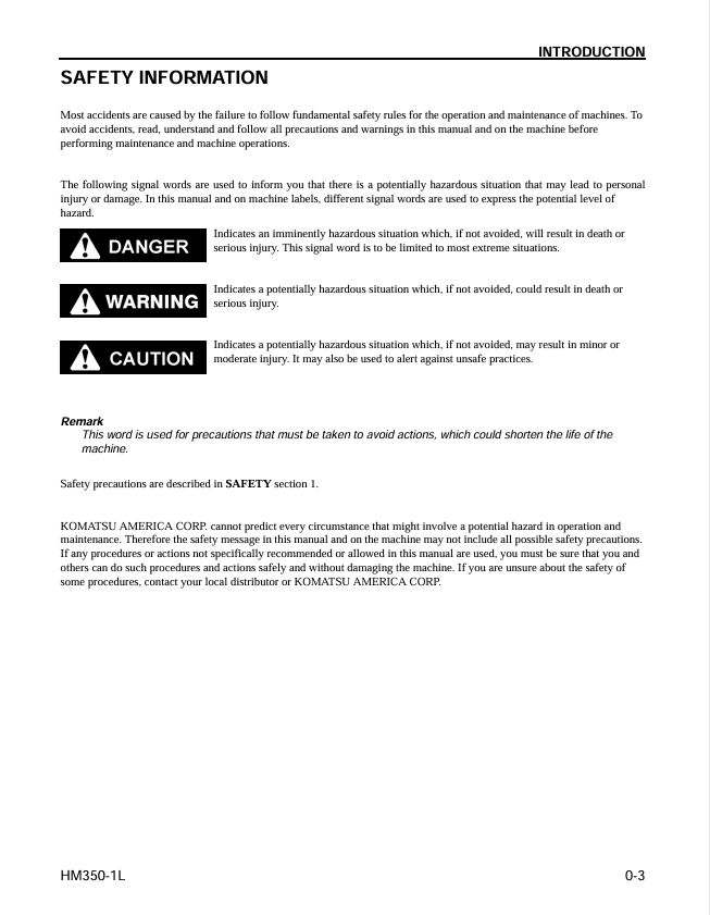 KOMATSU HM350-1L Articulated Dump Truck Manual – O&M PDF