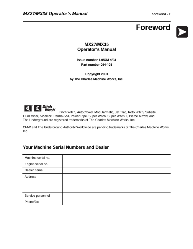 KOMATSU MX27/MX35 Operator Manual PDF & Guide