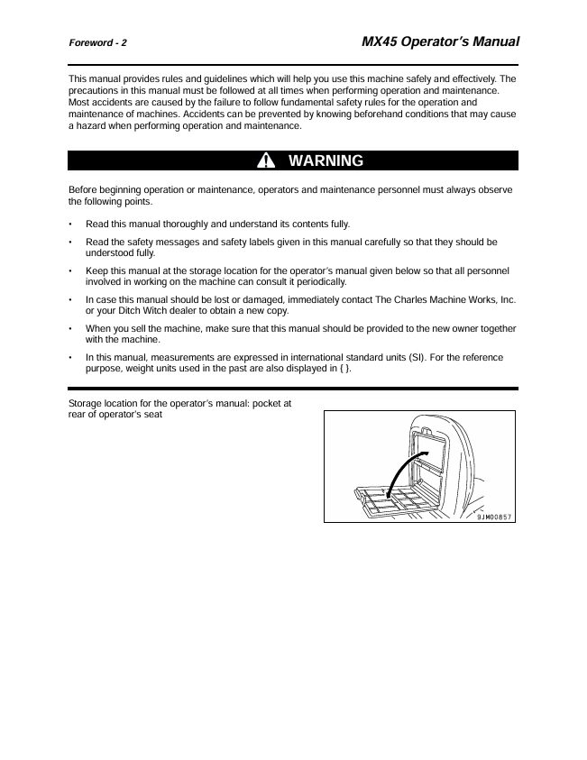 KOMATSU MX45 Excavator Operator Manual PDF