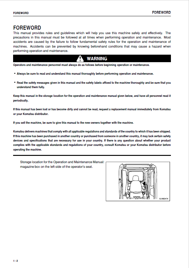 KOMATSU PC160LC-7 Excavator Operation & Maintenance Manual