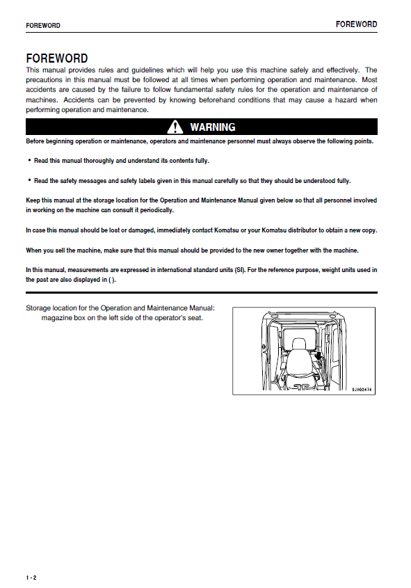 KOMATSU PC200-8 PC220-8 Hydraulic Excavator Operation & Maintenance Manual