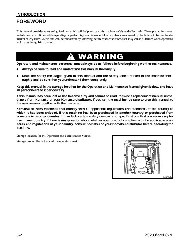 KOMATSU PC200LC-7L & PC220LC-7L Operation Maintenance Manual 